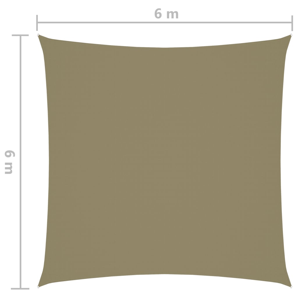vidaXL Uždanga nuo saulės, smėlio, 6x6m, oksfordo audinys, kvadratinė