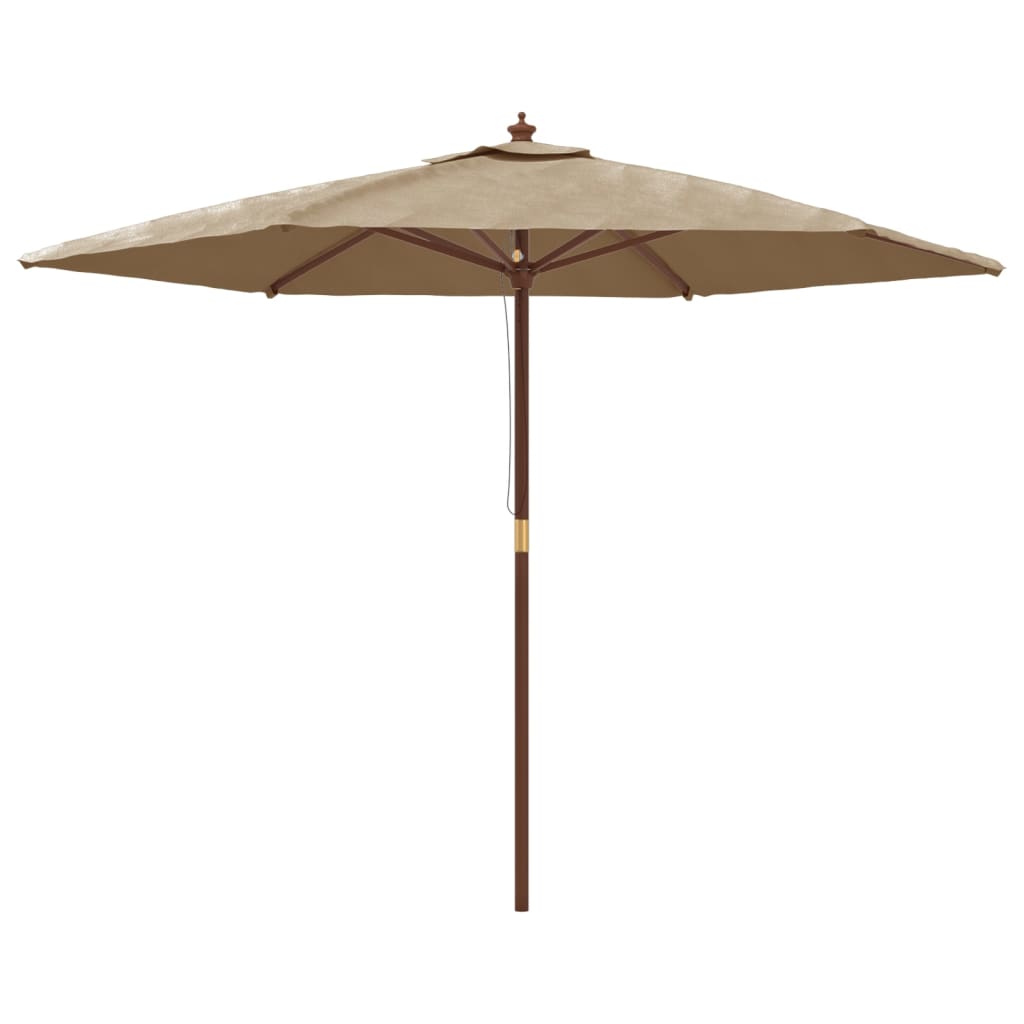 vidaXL Sodo skėtis su mediniu stulpu, taupe spalvos, 299x240cm