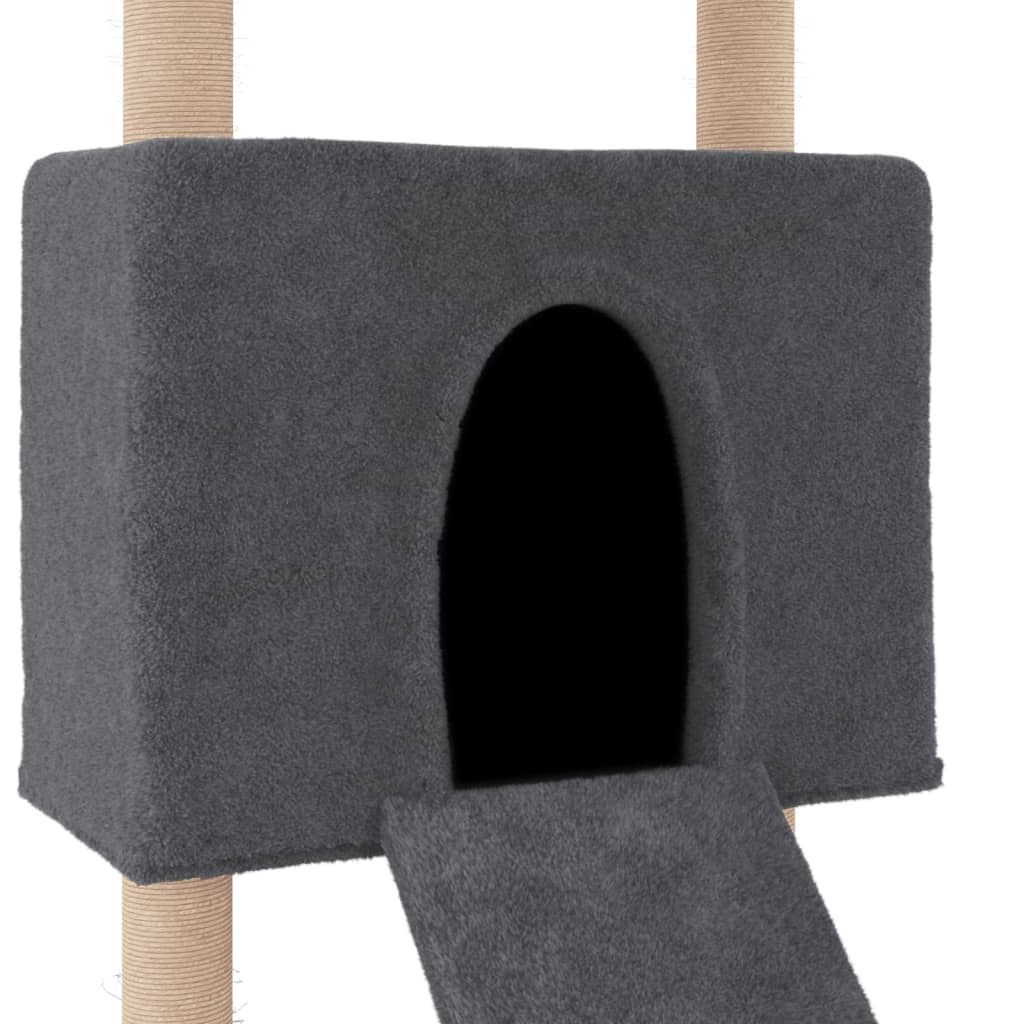 vidaXL Draskyklė katėms su stovais iš sizalio, tamsiai pilka, 153cm