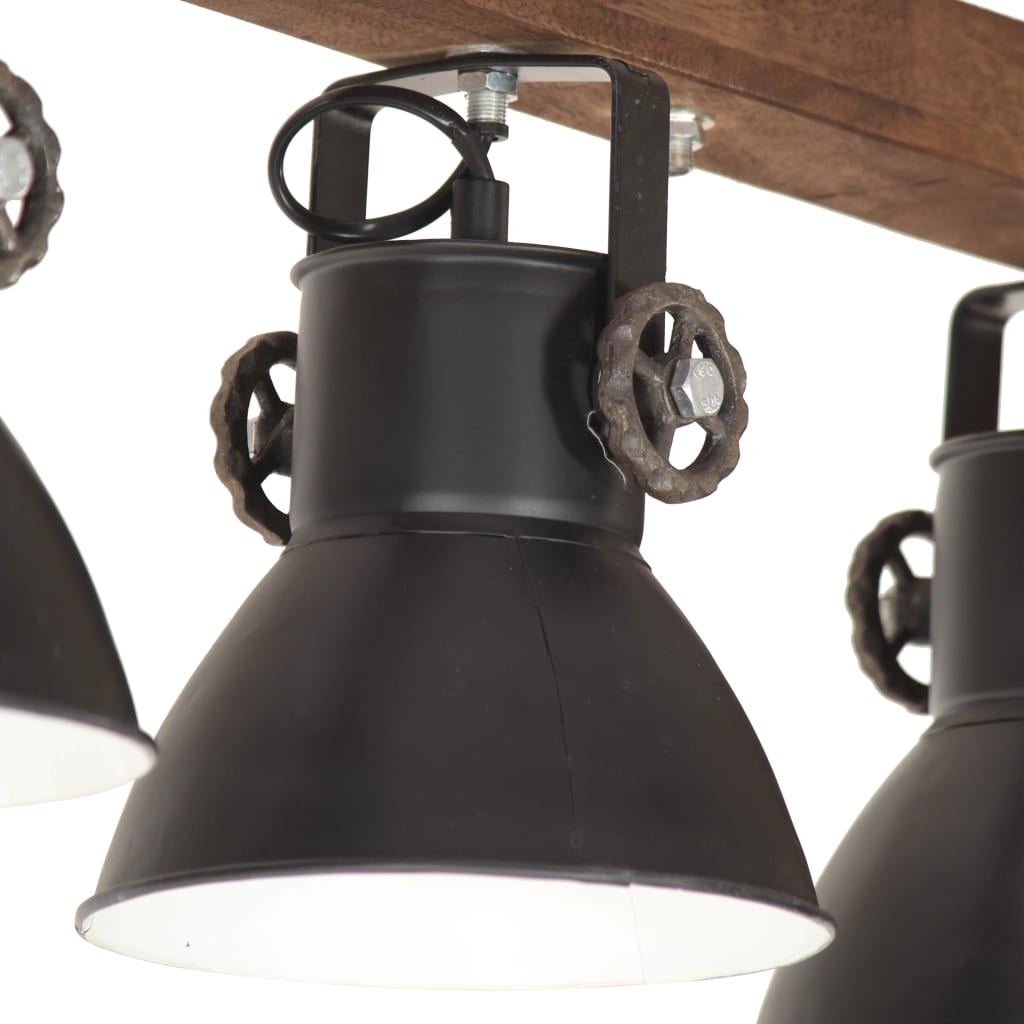 vidaXL Lubinis šviestuvas, juodas, mango mediena, pramoninio dizaino