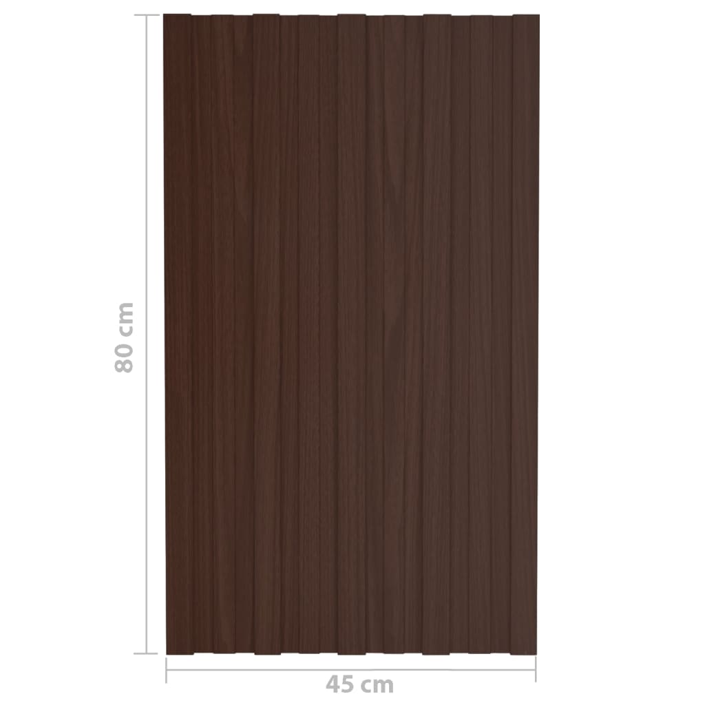 vidaXL Stogo plokštės, 36vnt., rudos, 80x45cm, galvanizuotas plienas