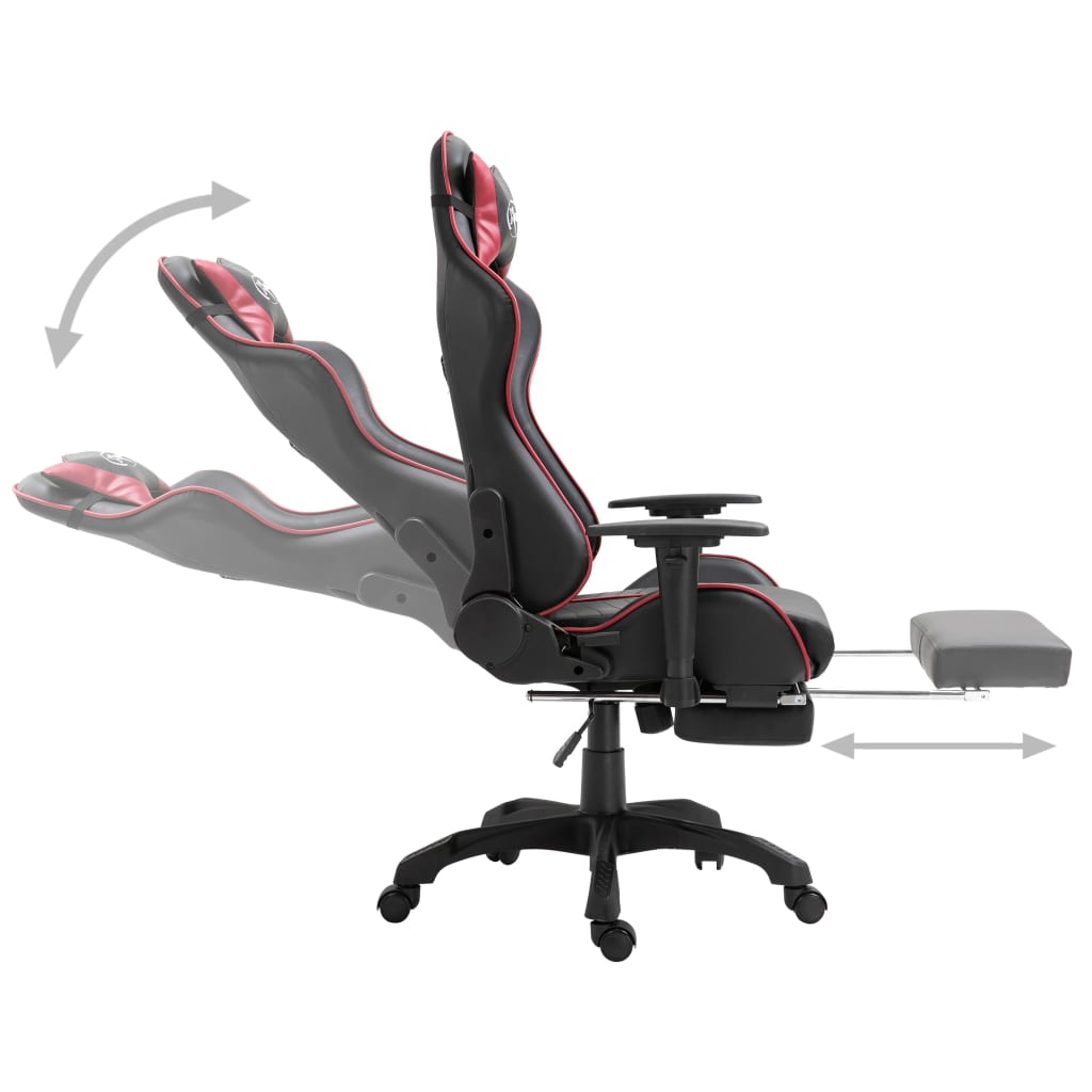 vidaXL Žaidimų kėdė su atrama kojoms, raudona, dirbtinė oda