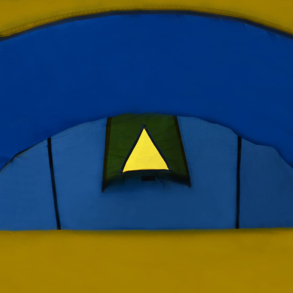 vidaXL Stovyklavimo palapinė, tamsiai mėlyna ir geltona, keturvietė