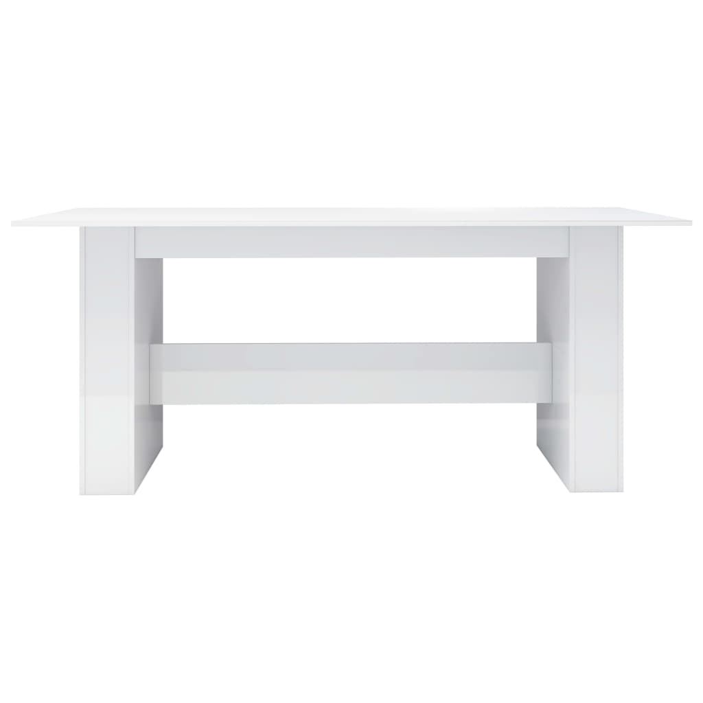 vidaXL Valgomojo stalas, baltos sp., 180x90x76cm, MDP, labai blizgus