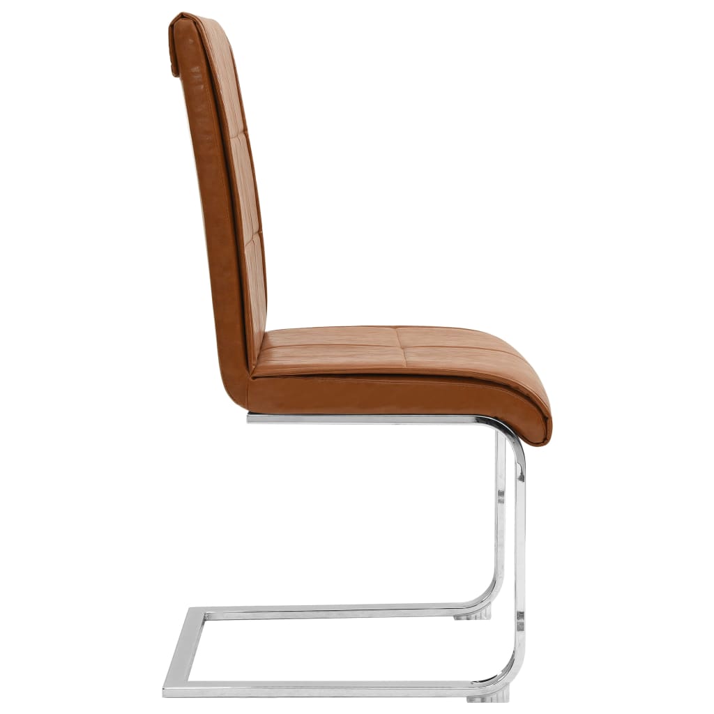vidaXL Gembinės valgomojo kėdės, 4vnt., rudos, dirbtinė oda, blizgios