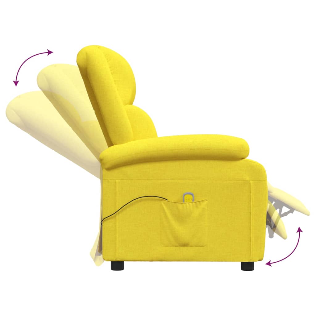 vidaXL Masažinis krėslas, šviesiai geltonos spalvos, audinys