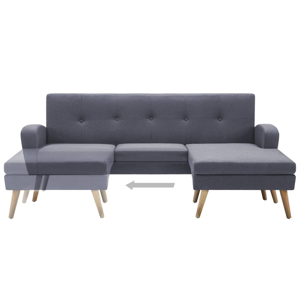 vidaXL L-formos sofa, švies. pilk. sp., 186x136x79cm, audinio apmuš.