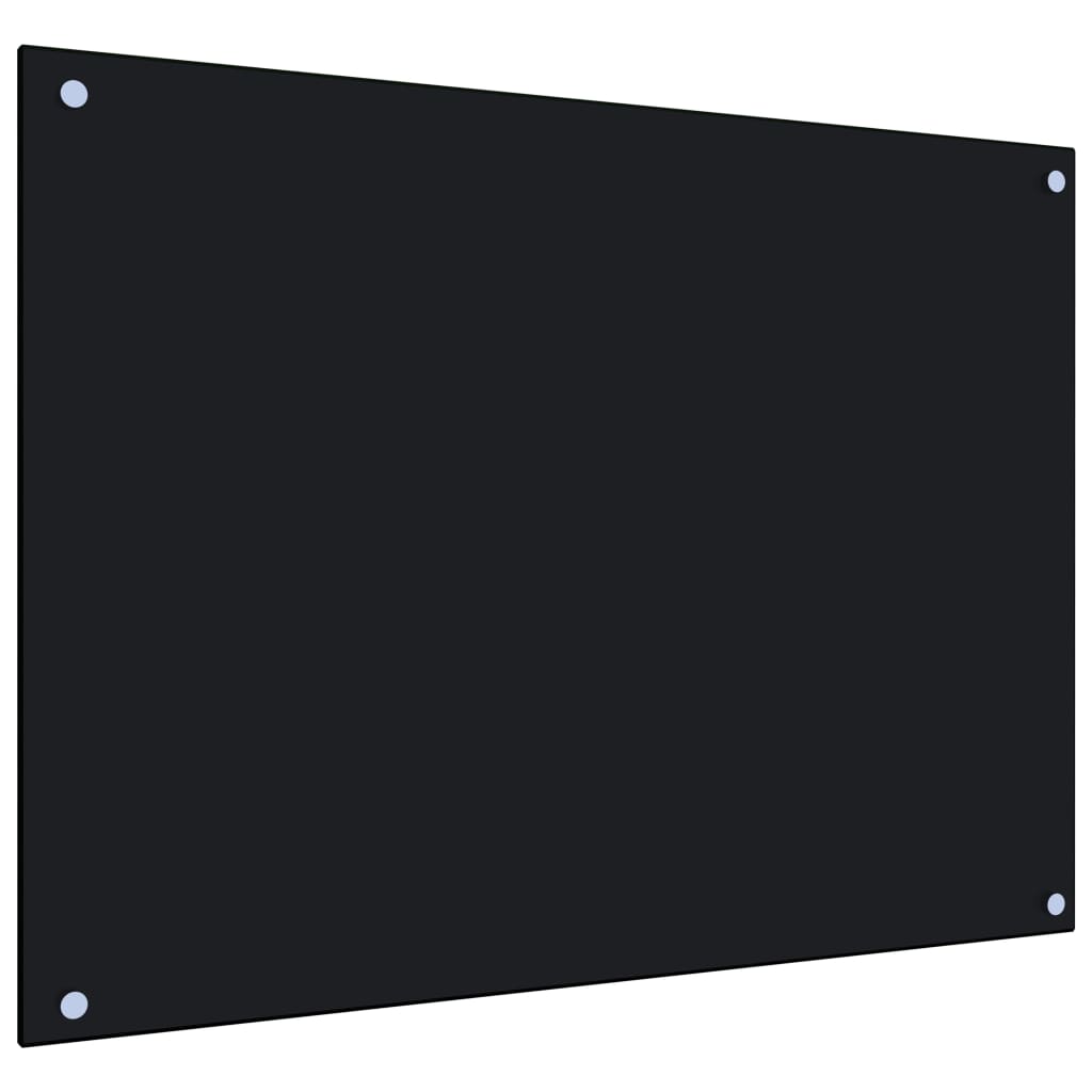 vidaXL Virtuvės sienelė, juodos spalvos, 80x60cm, grūdintas stiklas