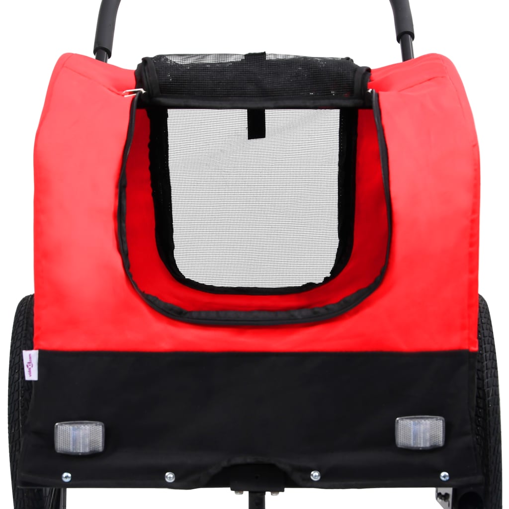 vidaXL 2-1 Dviračio priekaba/vežimėlis augintiniams, raudona/juoda