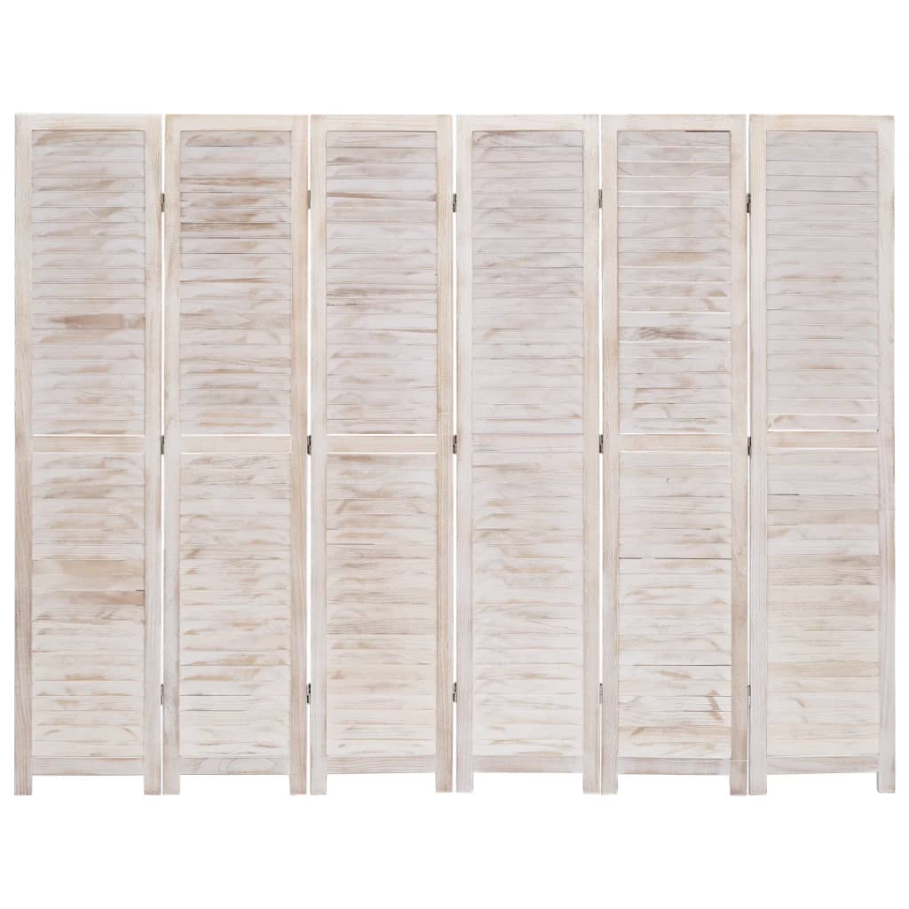 vidaXL Kambario pertvara, 6 dalių, baltos spalvos, 210x165 cm, mediena