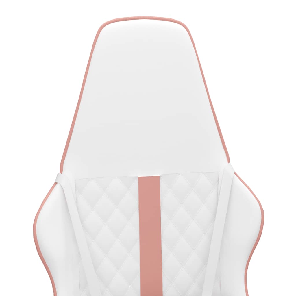 vidaXL Masažinė žaidimų kėdė, rožinės ir baltos spalvos, dirbtinė oda