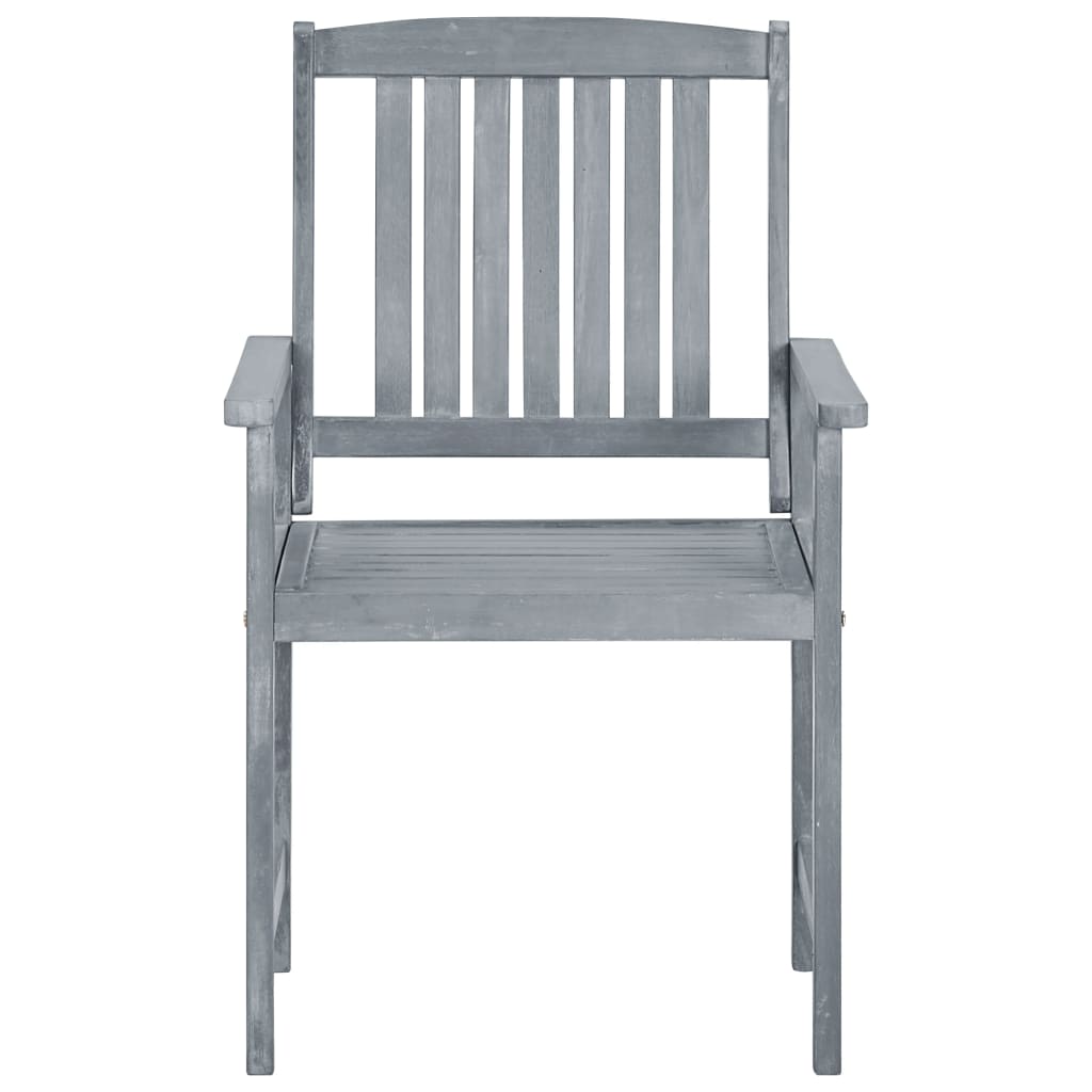 vidaXL Sodo kėdės, 8vnt., pilkos spalvos, akacijos medienos masyvas