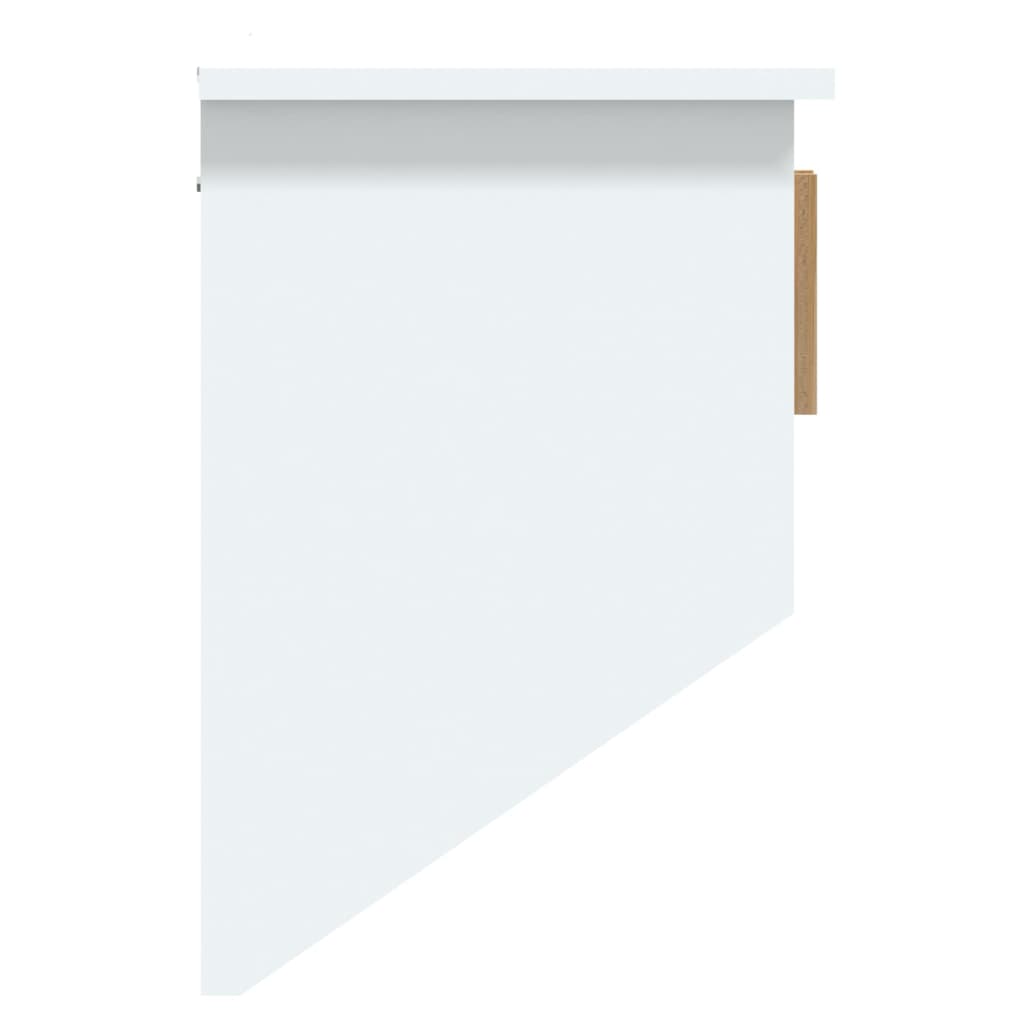 vidaXL Sieninė spintelė su kabliukais, balta, 80x24x35,5cm, mediena