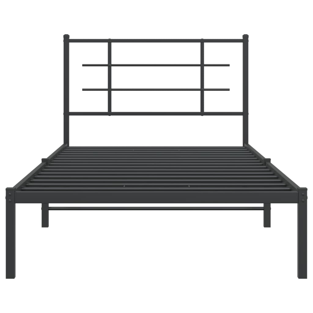 vidaXL Metalinis lovos rėmas su galvūgaliu, juodos spalvos, 100x200cm