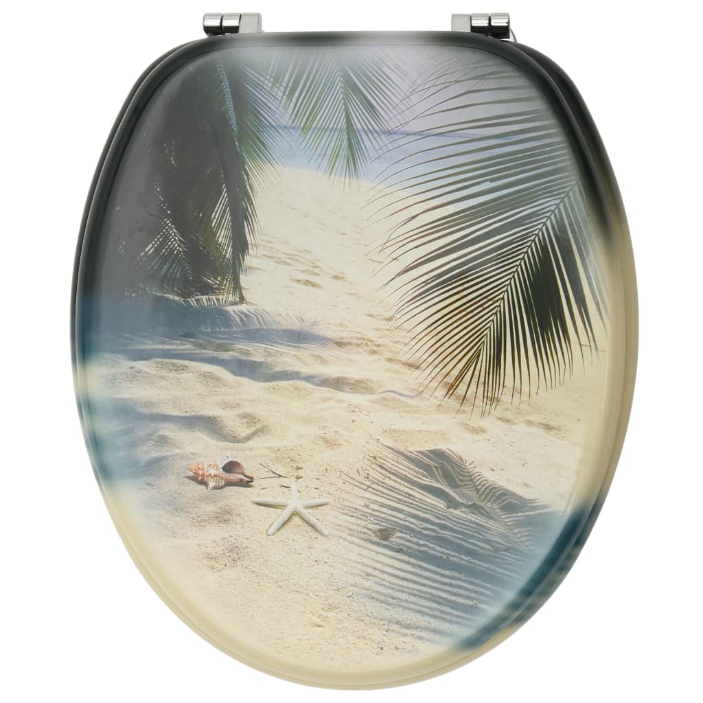 vidaXL Klozeto sėdynės su dangčiais, 2vnt., MDF, paplūdimio dizaino