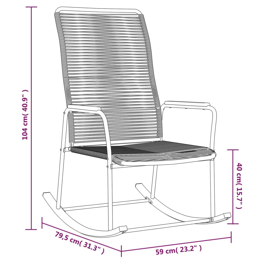 vidaXL Supama sodo kėdė, juodos spalvos, 59x79,5x104cm, PVC ratanas