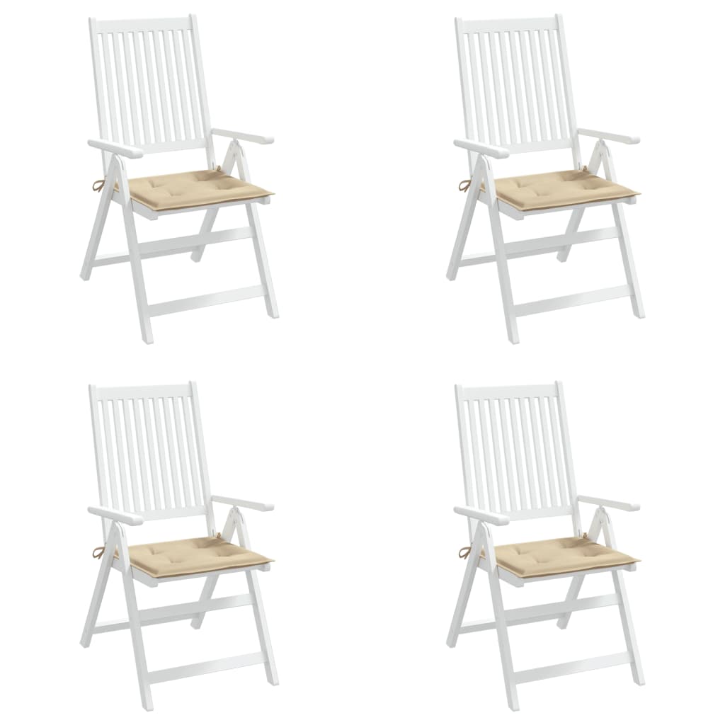vidaXL Sodo kėdės pagalvėlės, 4vnt., smėlio, 50x50x3cm, audinys