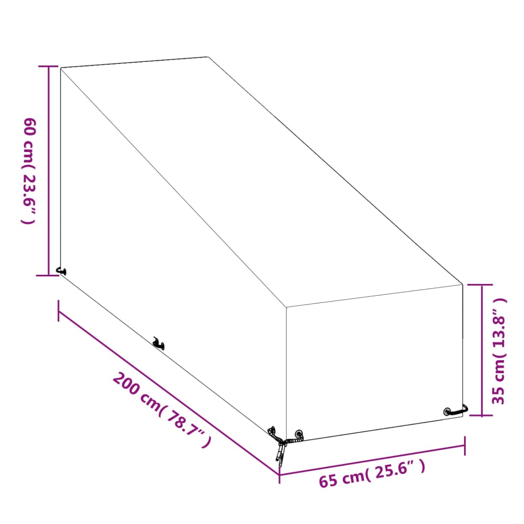 vidaXL Saulės gultų uždangalai, 2vnt., 200x65x35/60cm, polietilenas