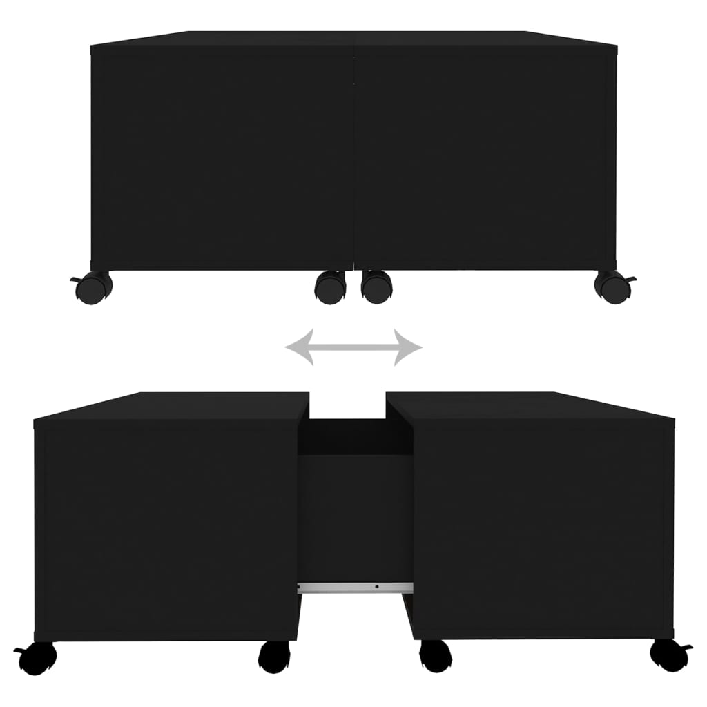 vidaXL Kavos staliukas, juodos spalvos, 75x75x38cm, MDP