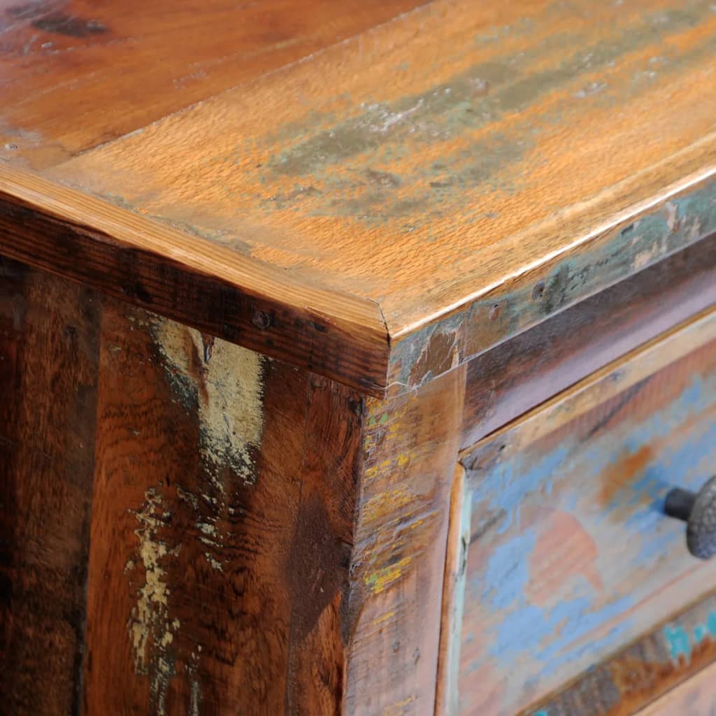 vidaXL Naktinis staliukas su 2 stalčiais, masyvi perdirbta mediena
