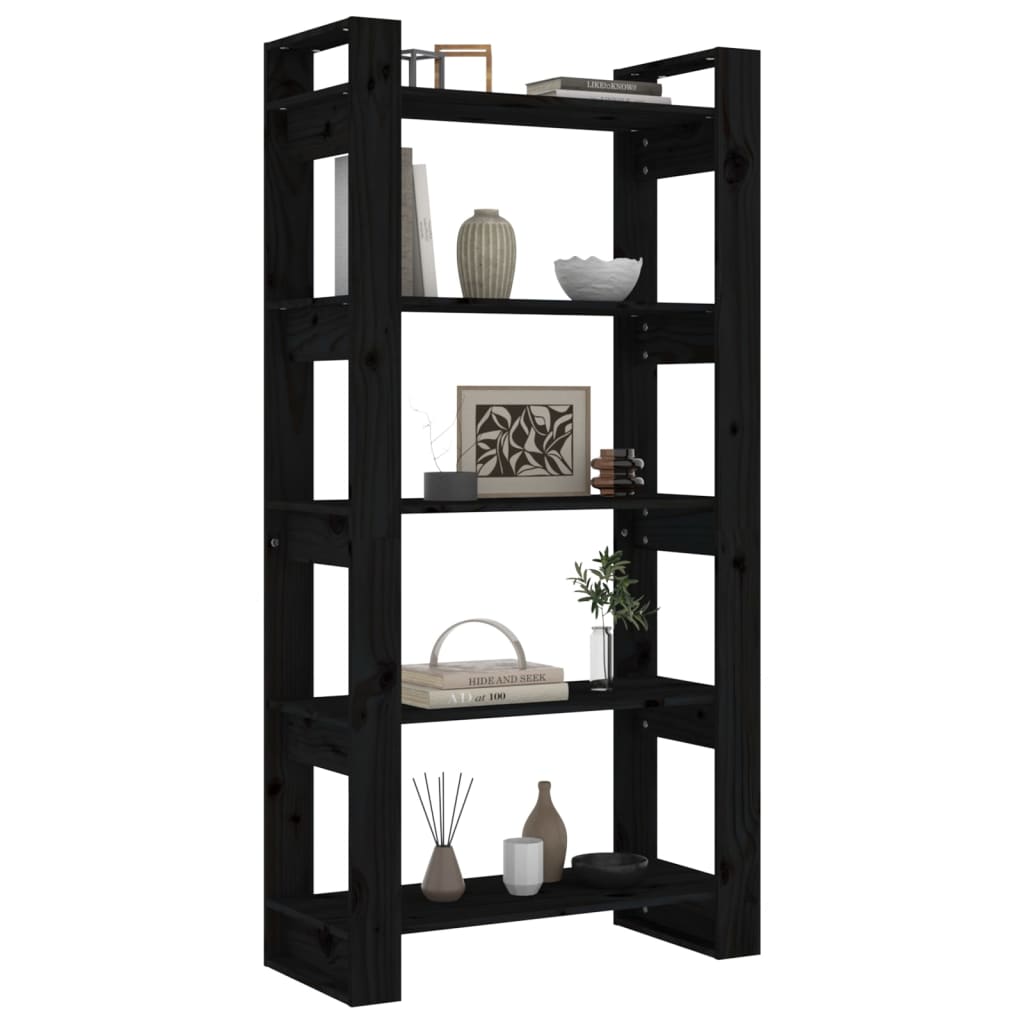 vidaXL Spintelė knygoms/kambario pertvara, juoda, 80x35x160cm, mediena