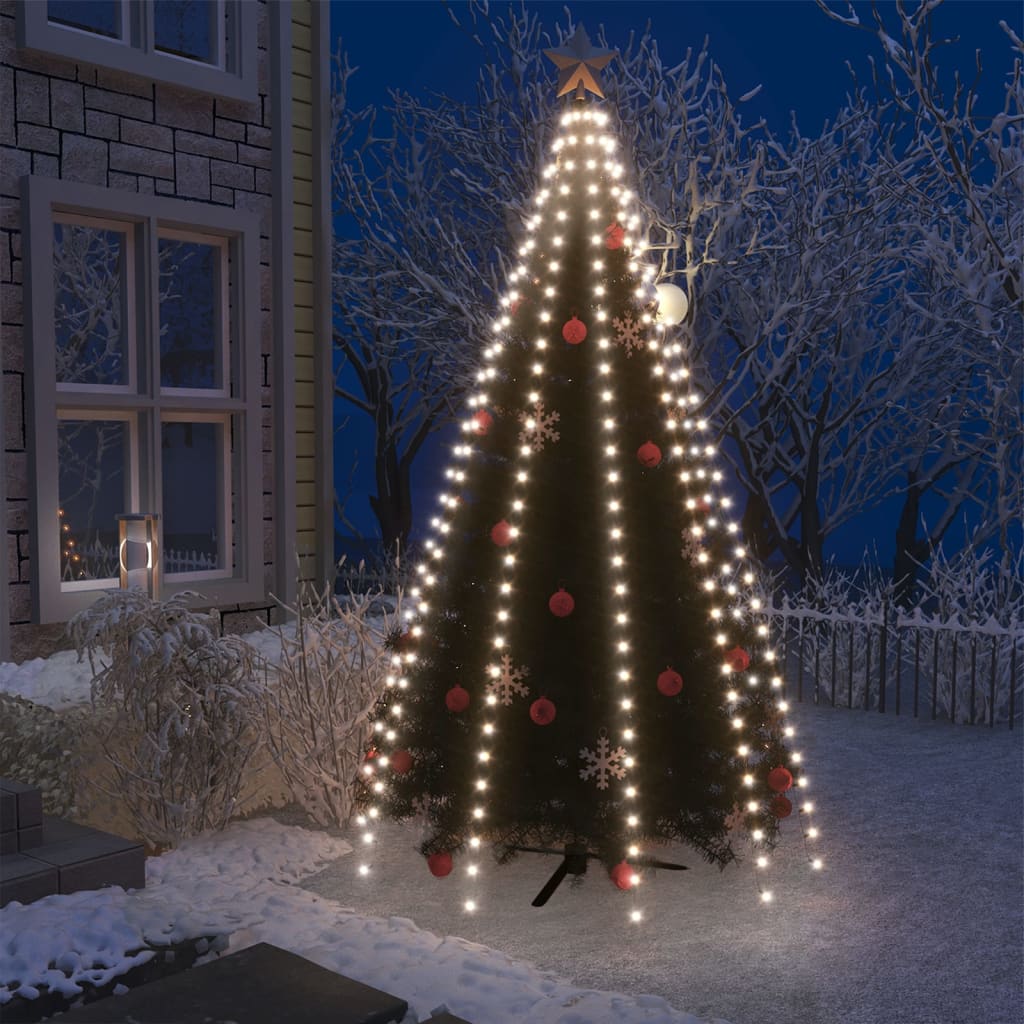vidaXL Kalėdų eglutės girlianda su 300 šaltų baltų LED lempučių, 300cm