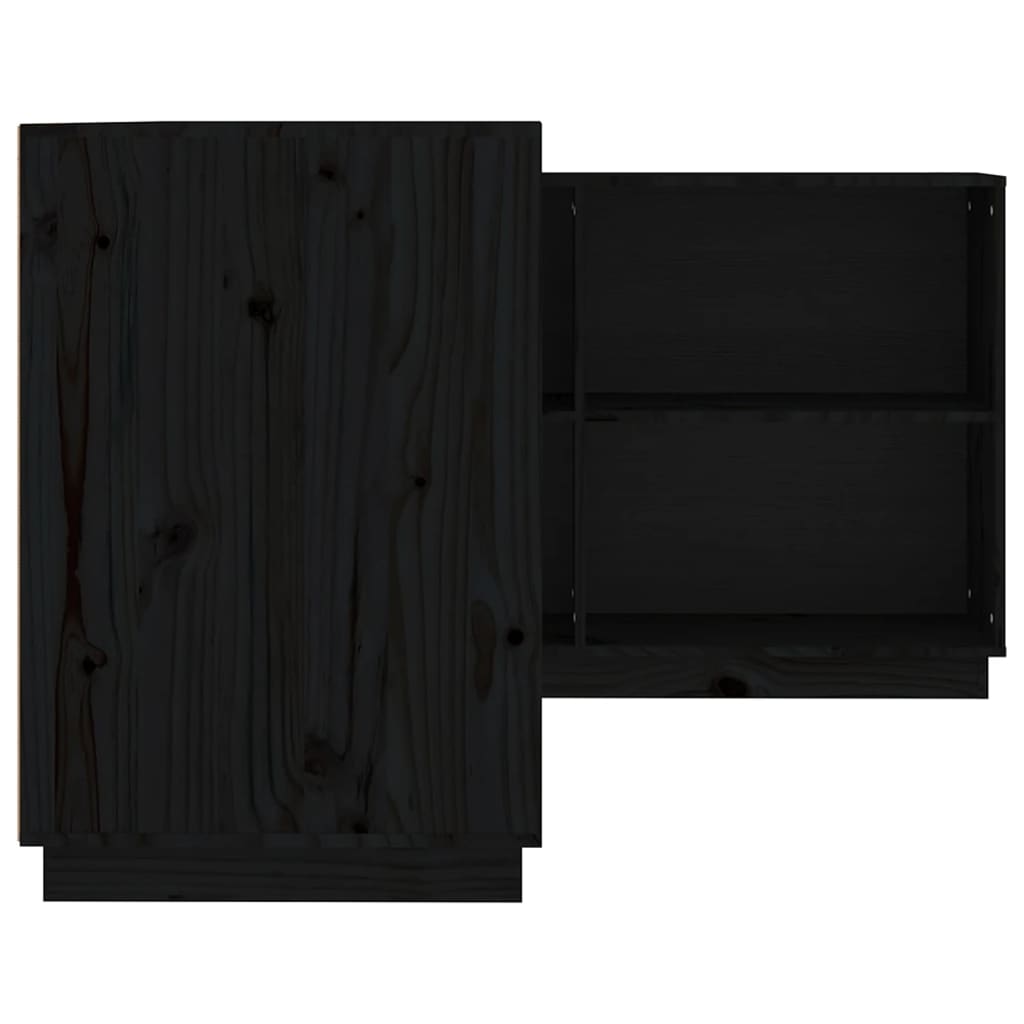 vidaXL Rašomasis stalas, juodas, 110x50x75cm, pušies medienos masyvas