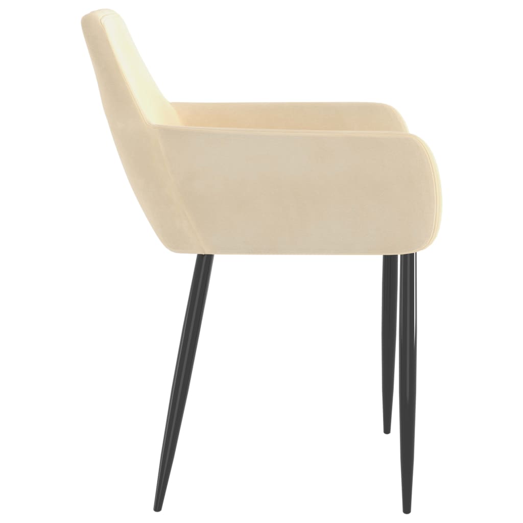 vidaXL Valgomojo kėdės, 4vnt., kreminės spalvos, aksomas