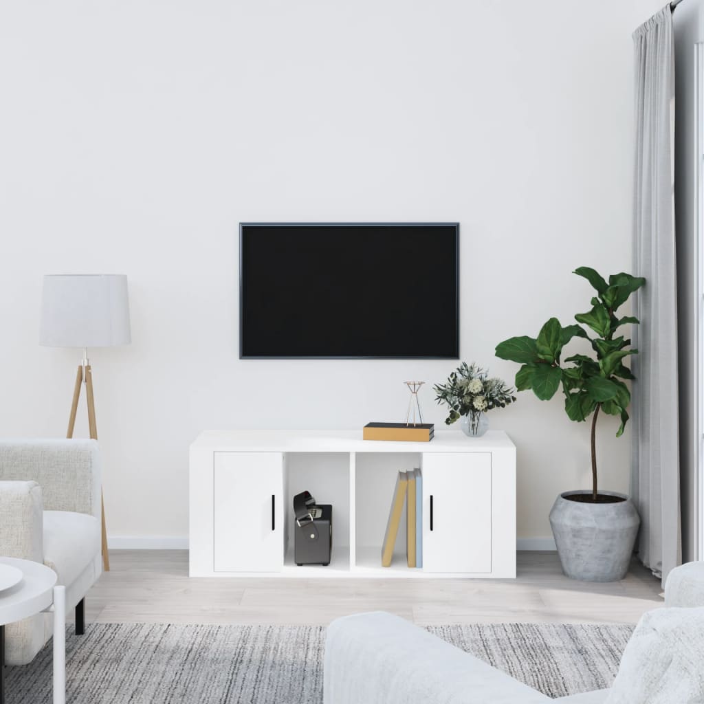 vidaXL Televizoriaus spintelė, baltos spalvos, 100x35x40cm, mediena