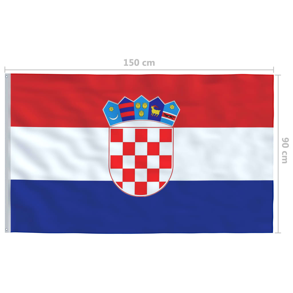 vidaXL Kroatijos vėliava su stiebu, aliuminis, 6,2m