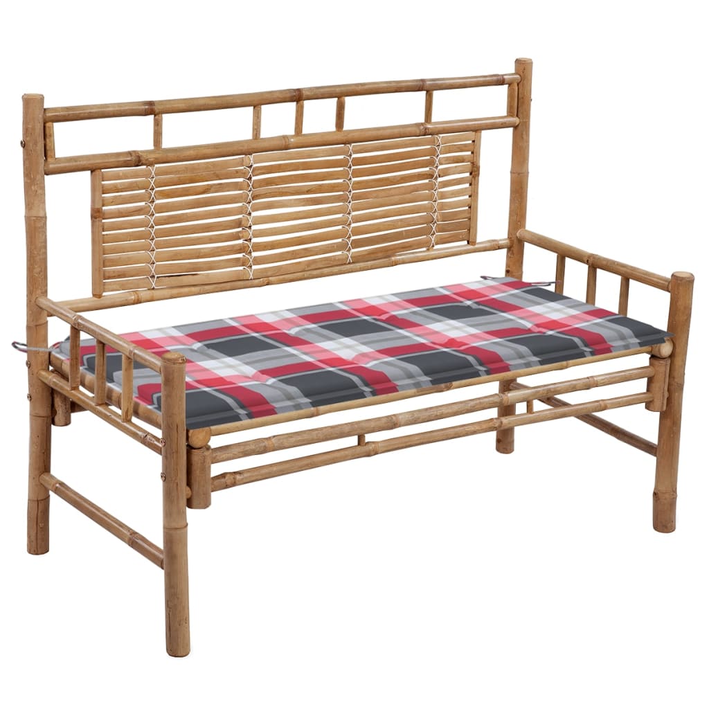 vidaXL Sodo suoliukas su pagalvėle, 120cm, bambukas (41504+314084)