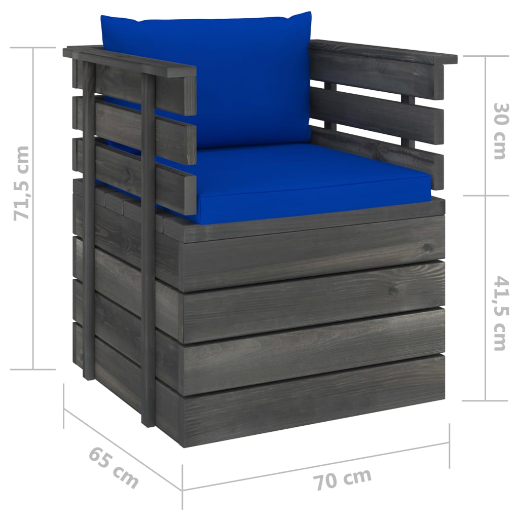 vidaXL Sodo krėslas su pagalvėlėmis , pušies mediena (315417+315062)