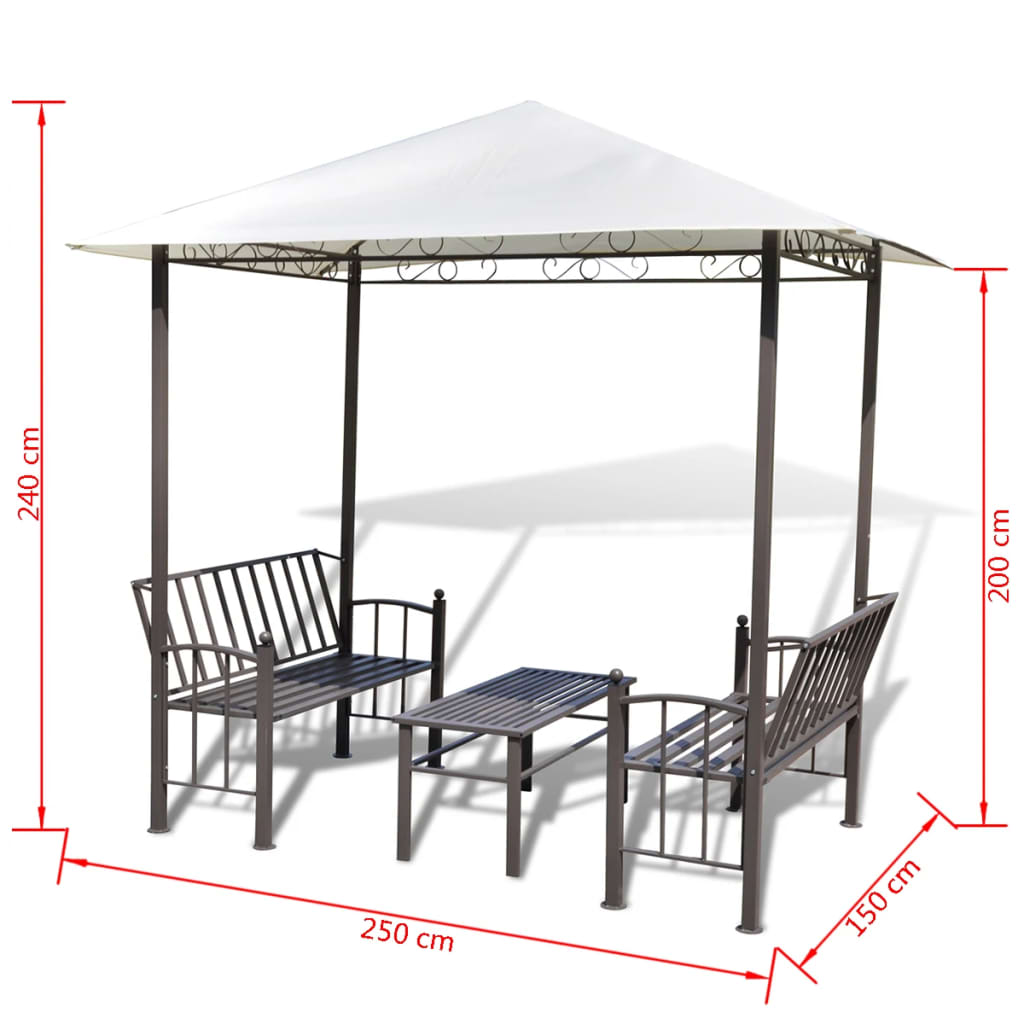 vidaXL Sodo paviljonas su stalu ir suoliukais 2,5 x 1,5 x 2,4 m
