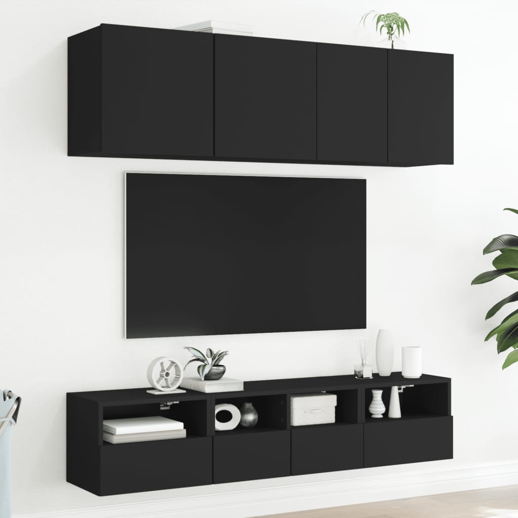vidaXL Sieninė TV spintelė, juoda, 40x30x30cm, apdirbta mediena