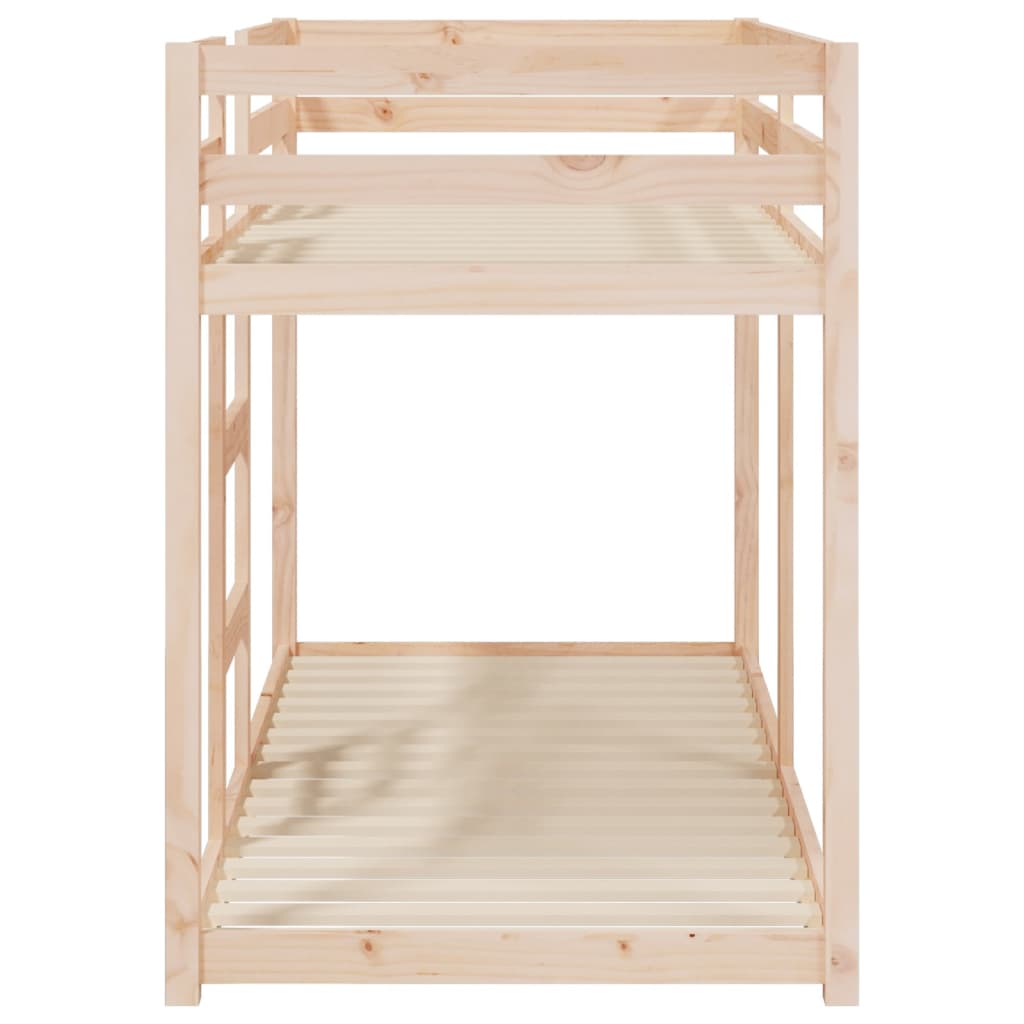vidaXL Dviaukštė lova, 75x190cm, pušies medienos masyvas