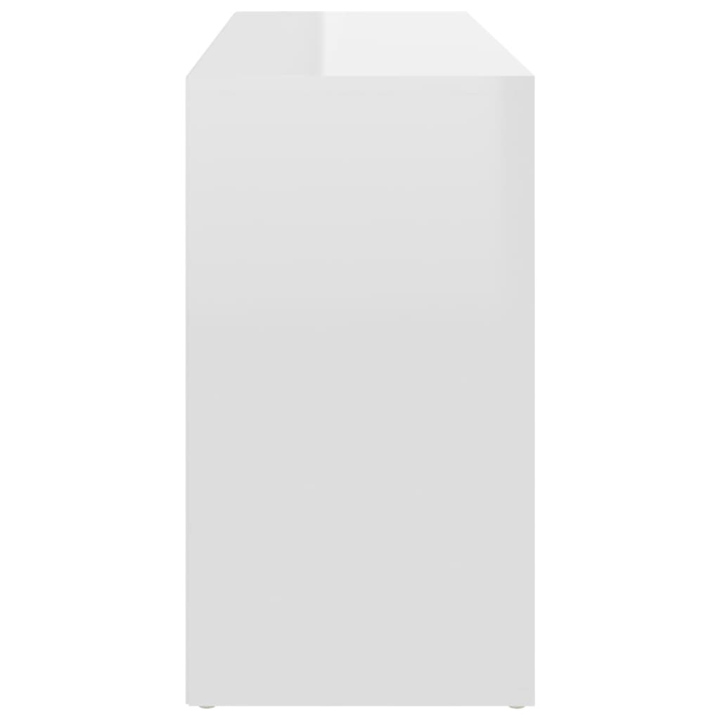 vidaXL Batų suoliukas, baltos spalvos, 103x30x54,5cm, MDP, blizgus