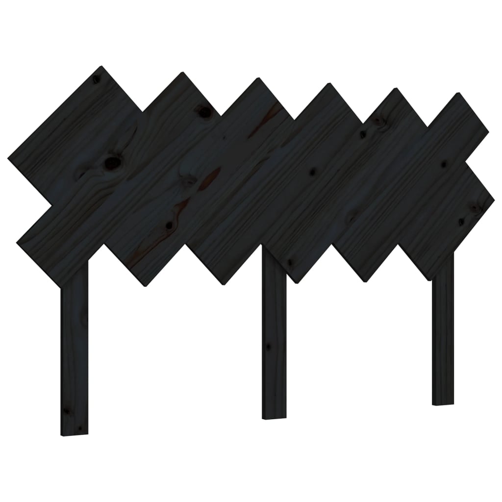 vidaXL Lovos galvūgalis, juodas, 132x3x81cm, pušies medienos masyvas
