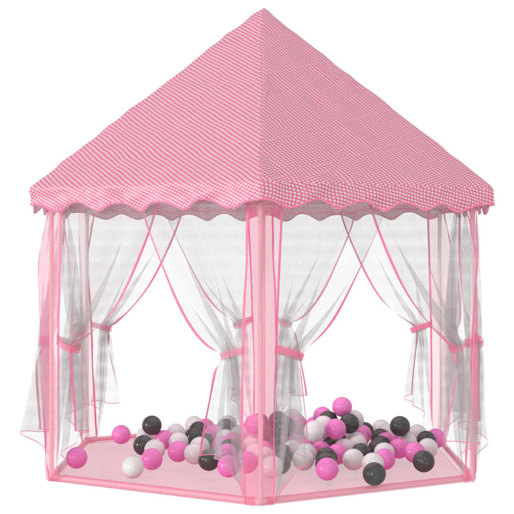 vidaXL Princesių žaidimų palapinė su 250 kamuoliukų, rožinė, 133x140cm