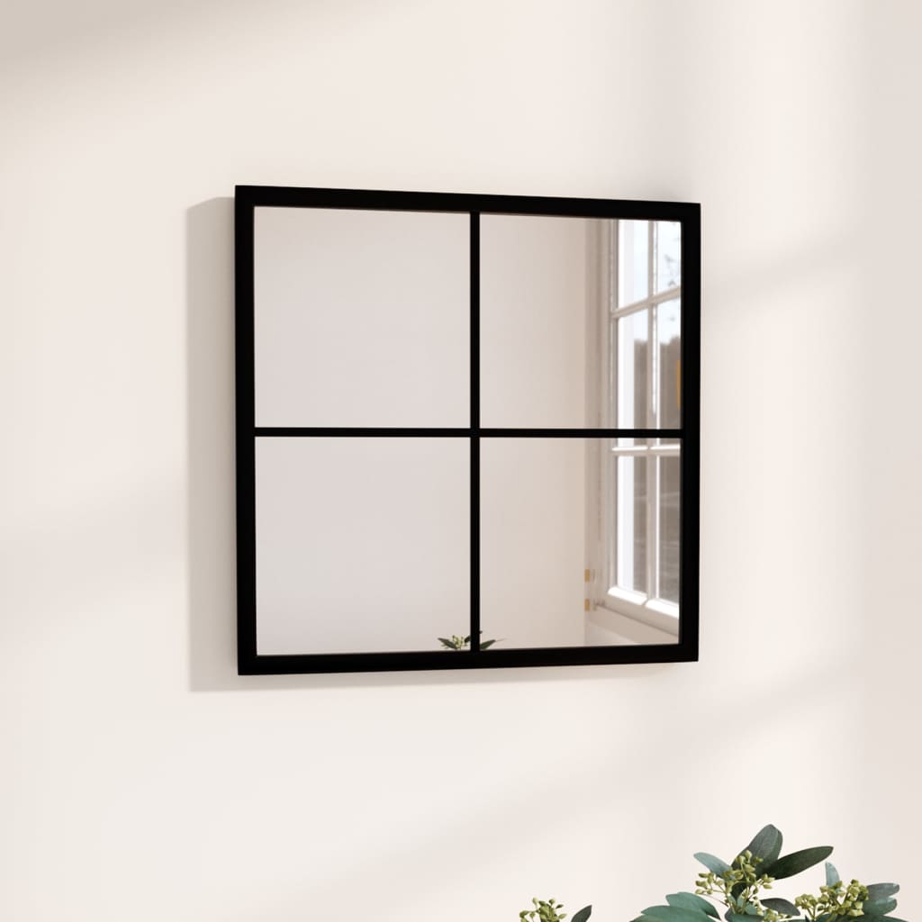 vidaXL Sieninis veidrodis, juodos spalvos, 40x40cm, metalas