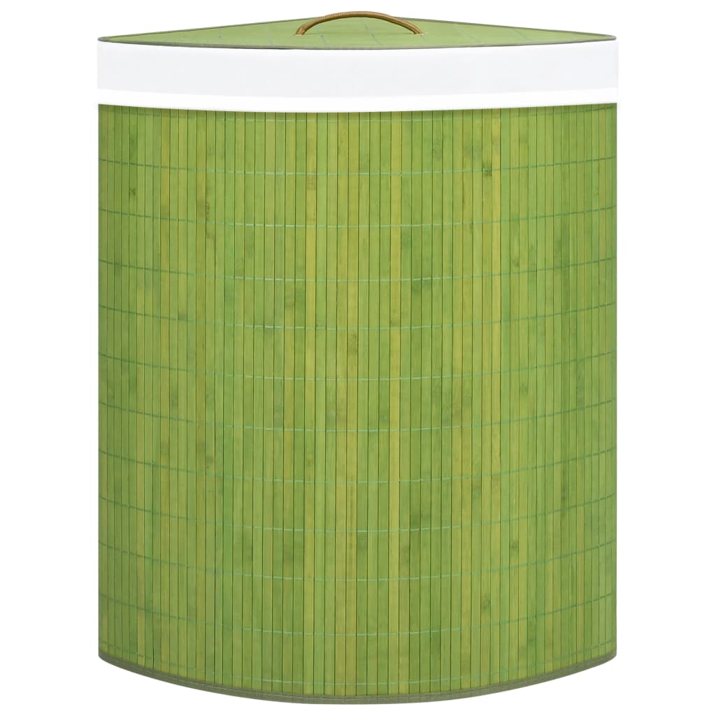 vidaXL Kampinis skalbinių krepšys, žalios spalvos, bambukas, 60l