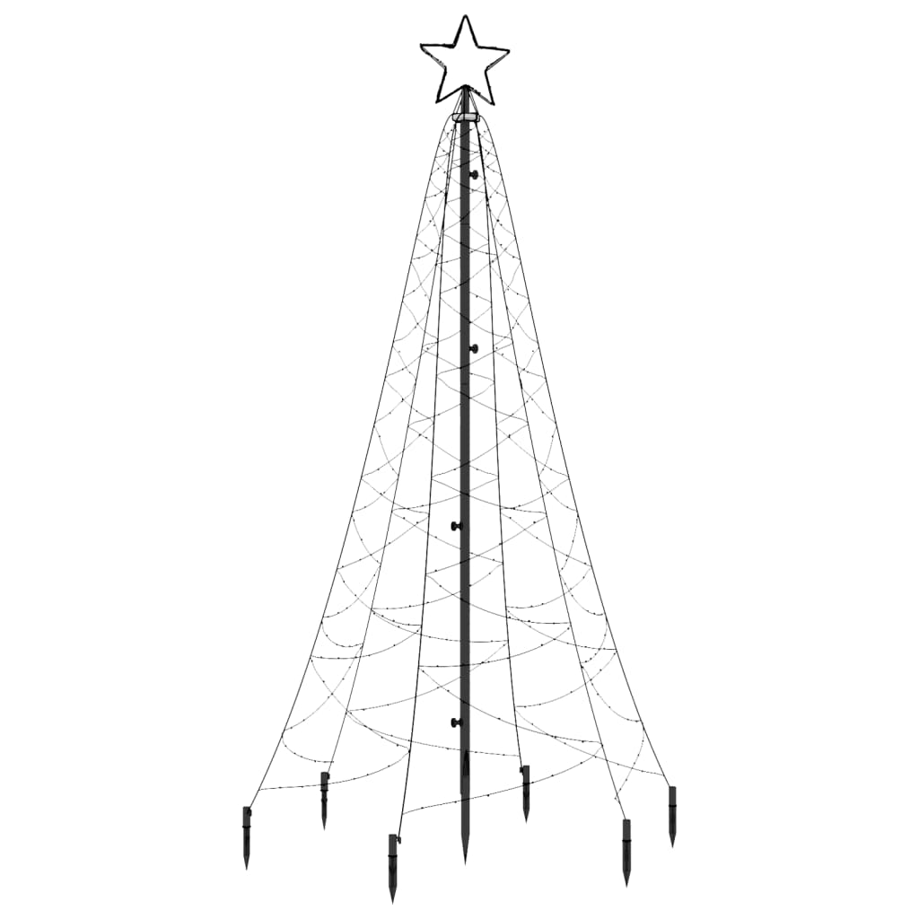 vidaXL Kalėdų eglutė su kuoliuku, šiltos baltos spalvos, 200LED, 180cm
