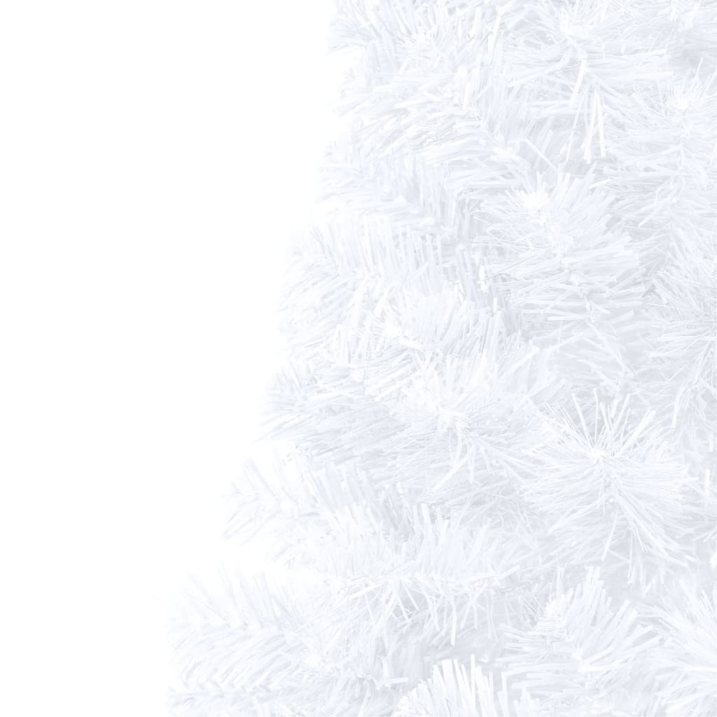 vidaXL Dirbtinė pusinė Kalėdų eglutė su žaisliukais, balta, 120cm