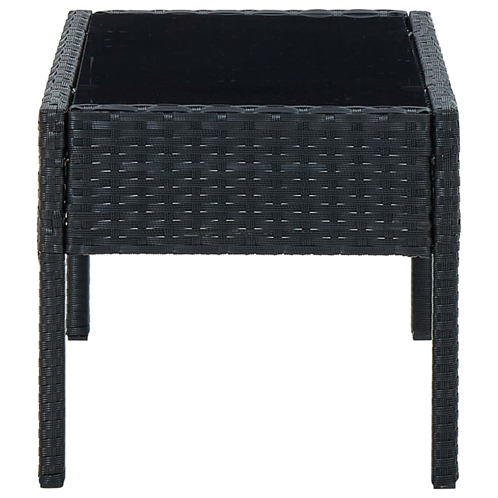 vidaXL Sodo stalas, juodos spalvos, 75x40x37cm, poliratanas