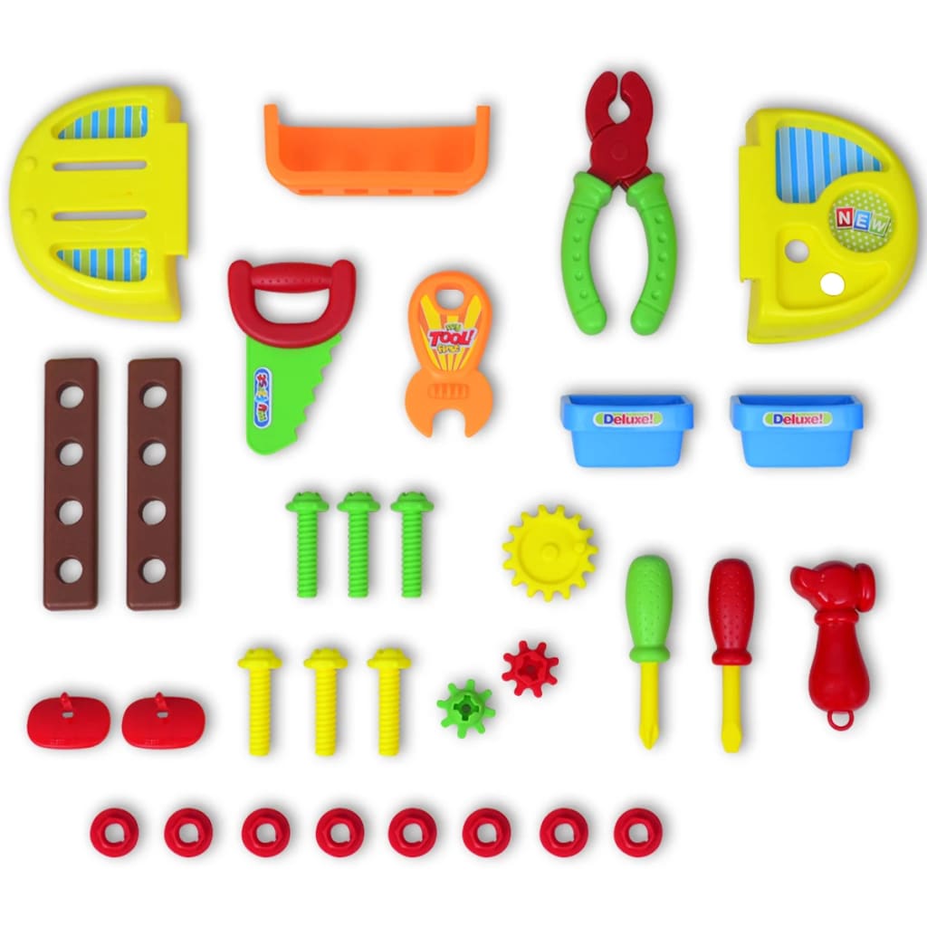Vaikiškas Žaislinis Darbastalis su Įrankiais, Mėlynas + Geltonas