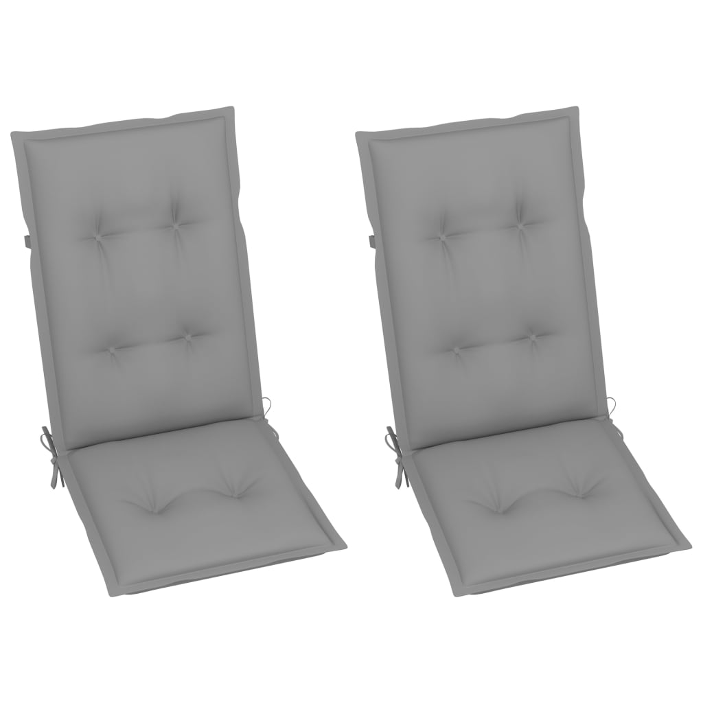 vidaXL Supama kėdė su pagalvėlėmis, pilkos spalvos, akacijos masyvas