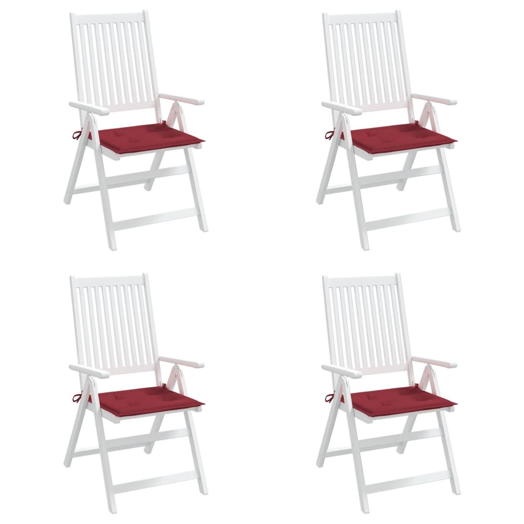 vidaXL Sodo kėdės pagalvėlės, 4vnt., vyno raudonos, 50x50x3cm, audinys