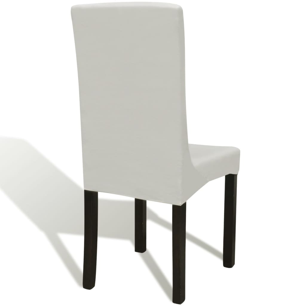 vidaXL Tiesūs įtempiami kėdžių užvalkalai, 4vnt., kreminės spalvos
