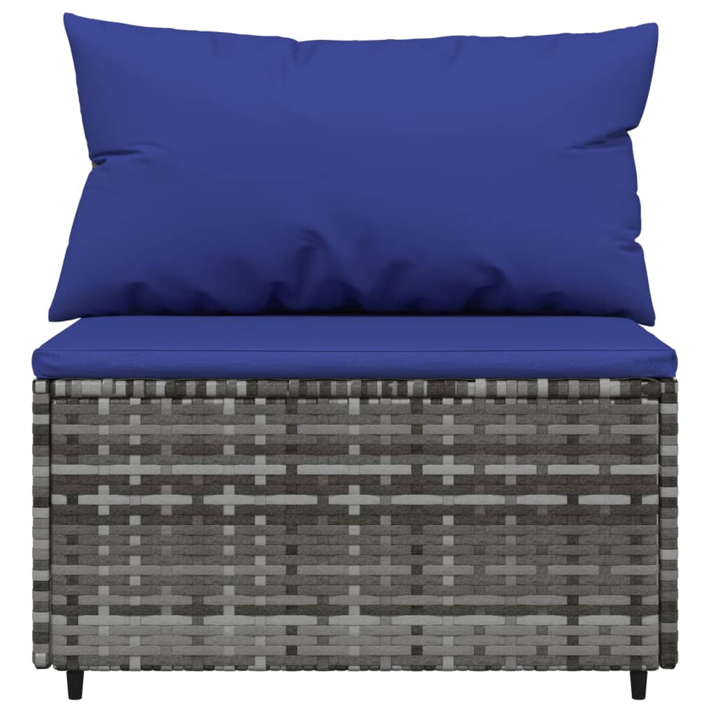 vidaXL Vidurinės sofos dalys su pagalvėmis, 2vnt., pilkos, poliratanas