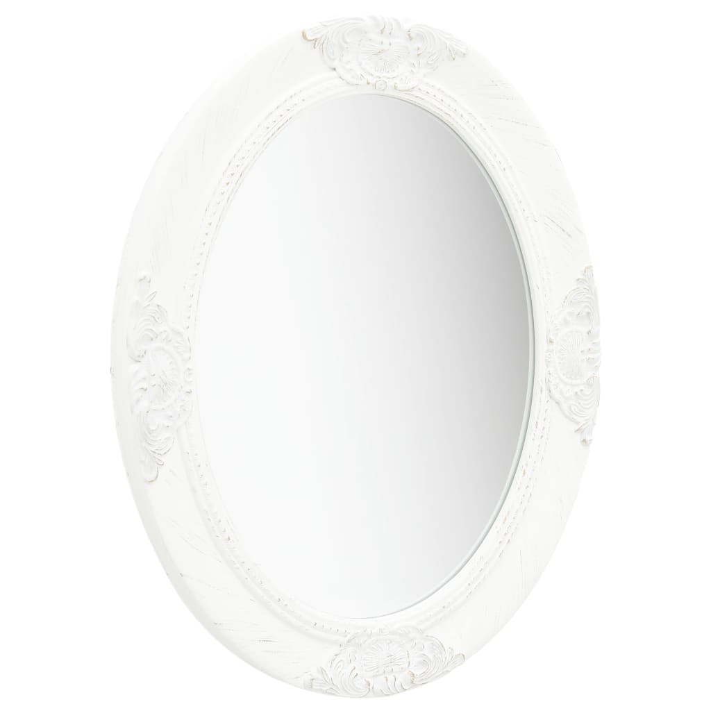 vidaXL Sieninis veidrodis, baltos spalvos, 50x60cm, barokinio stiliaus