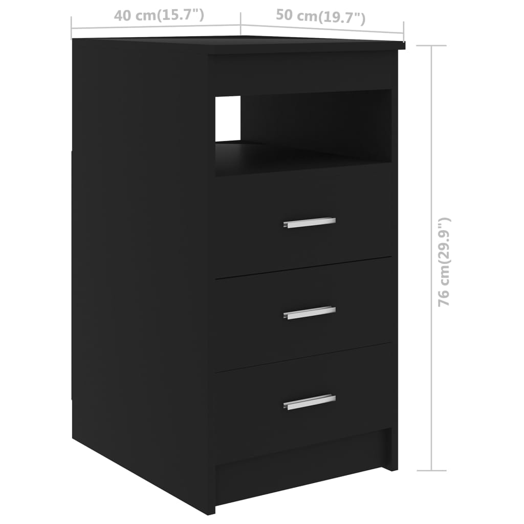 vidaXL Spintelė su stalčiais, juodos spalvos, 40x50x76cm, mediena